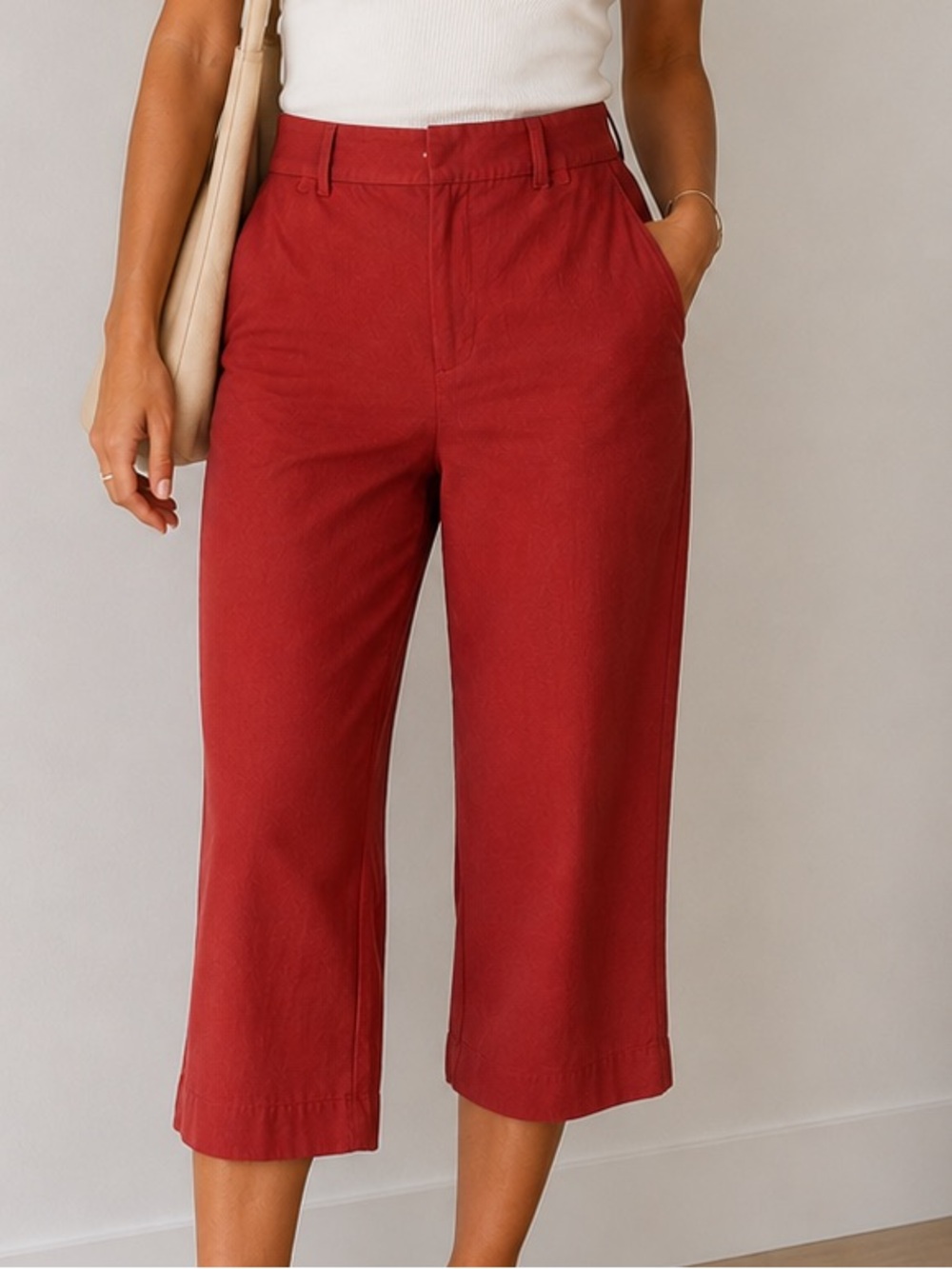 Reitmans Rust Linen Blend Wide Leg Capri Pants Women’s Regular size 4
